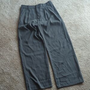 Wide Leg Gray Pleated Dress Pants